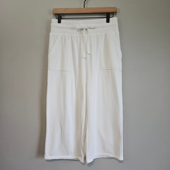 Cycle House Pants Size S White Cropped Wide Leg Cozy Soft Pull-On Lounge Summer - Picture 1 of 9